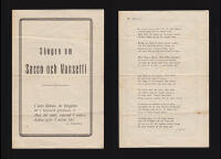 S&aring;ngen om Sacco och Vanzetti. I som d&ouml;men, ett f&ouml;rg&auml;ten ett i h&ouml;gmod gl&ouml;mmen I: Med det m&aring;tt, varmed I m&auml;ten skolen sj&auml;lv I m&auml;tte bli!